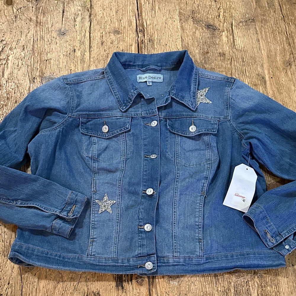 Blue Denim Jacket with Star Accents